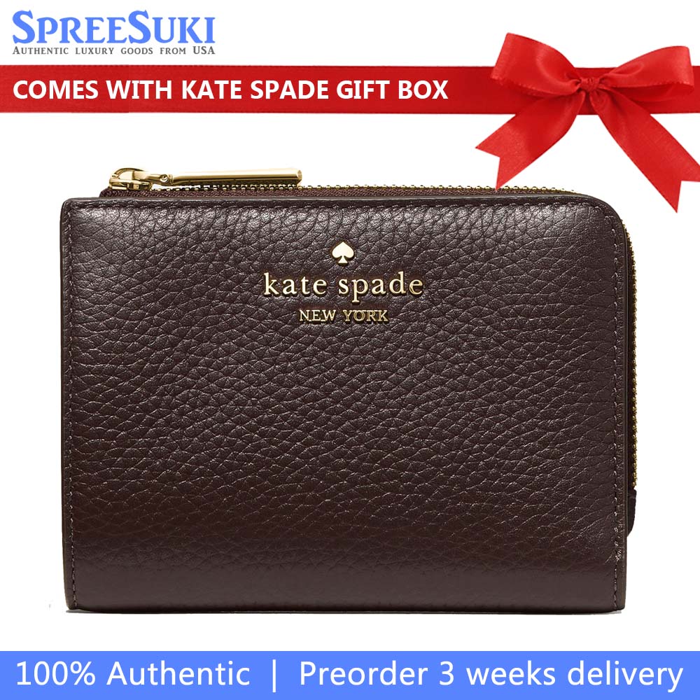 Kate Spade Lena Small L Zip Wallet Hot Fudge # KL842