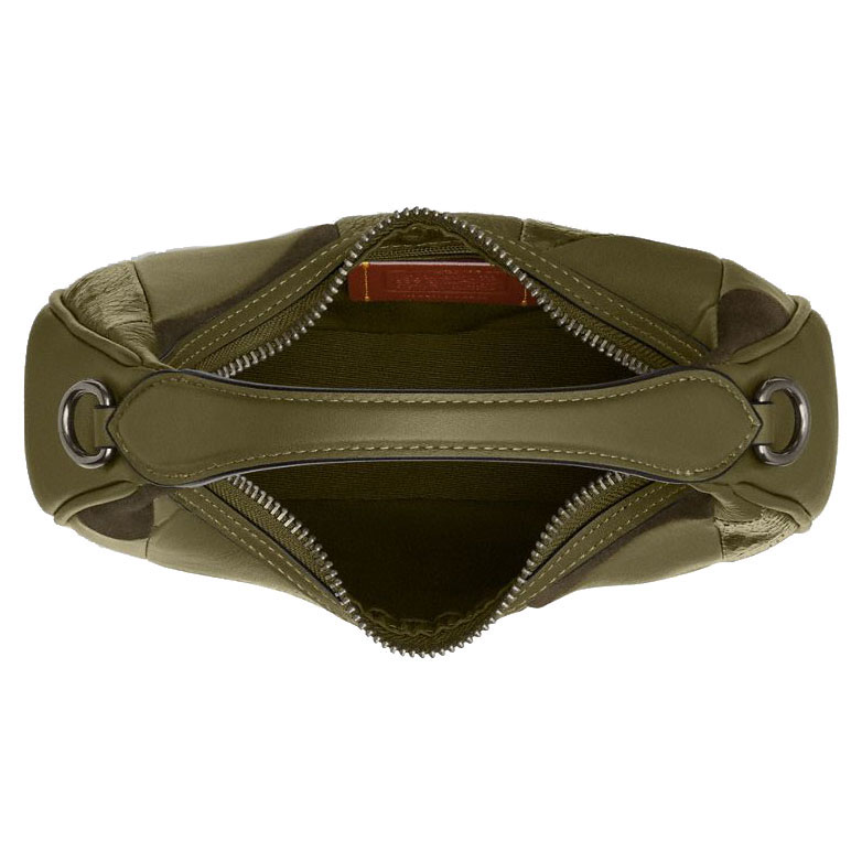 Coach Carmen Mini Crossbody Bag With Patchwork Gunmetal Olive Multi # CCE64