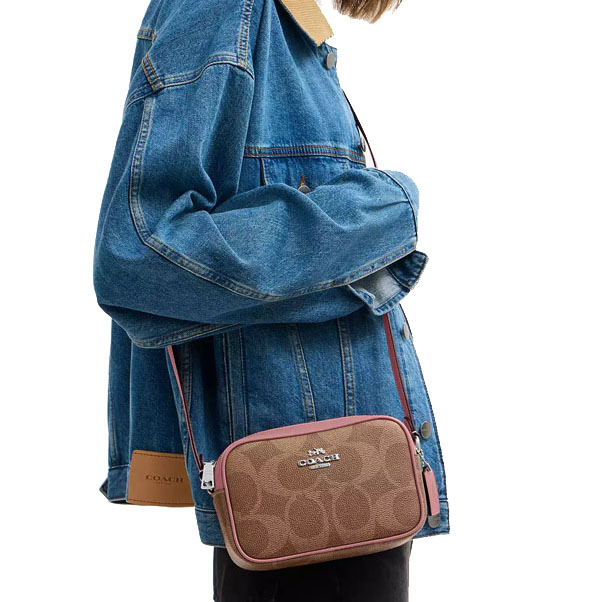 Coach Mini Jamie Camera Bag In Maxi Signature Canvas Silver # CCO12