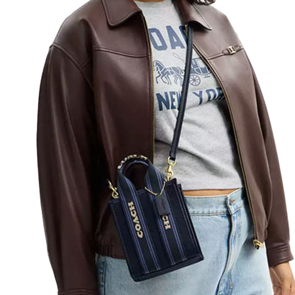 Coach Smith Mini Tote Bag In Regenerative Cotton Dark Denim Multi # CCL74