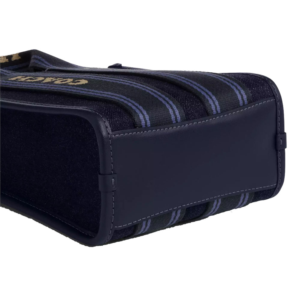 Coach Smith Mini Tote Bag In Regenerative Cotton Dark Denim Multi # CCL74