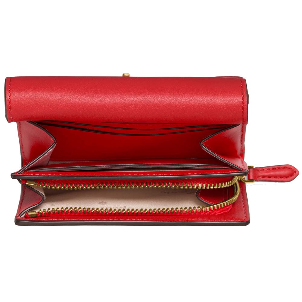 Kate Spade Bridget Patent Small L-Zip Wallet Ks Bright Red # KN254