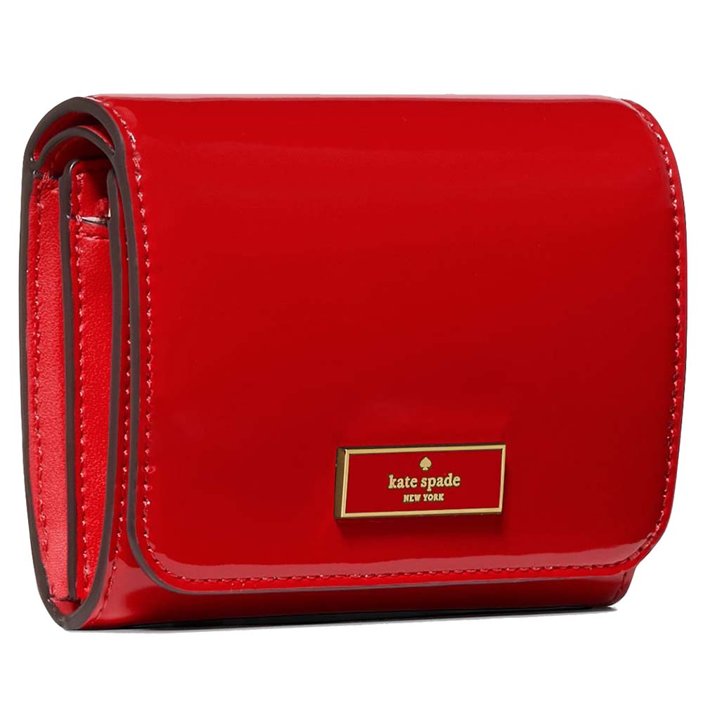 Kate Spade Bridget Patent Small L-Zip Wallet Ks Bright Red # KN254