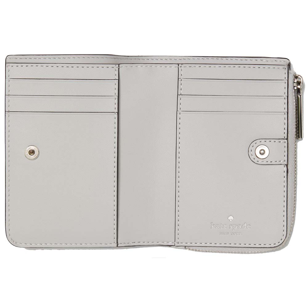 Kate Spade Madison Croc Embossed Small L-Zip Wallet Silver # KM622