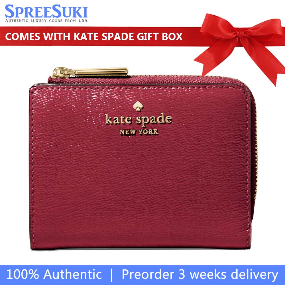 Kate Spade Madison Small L-Zip Wallet Red Jam # KN226