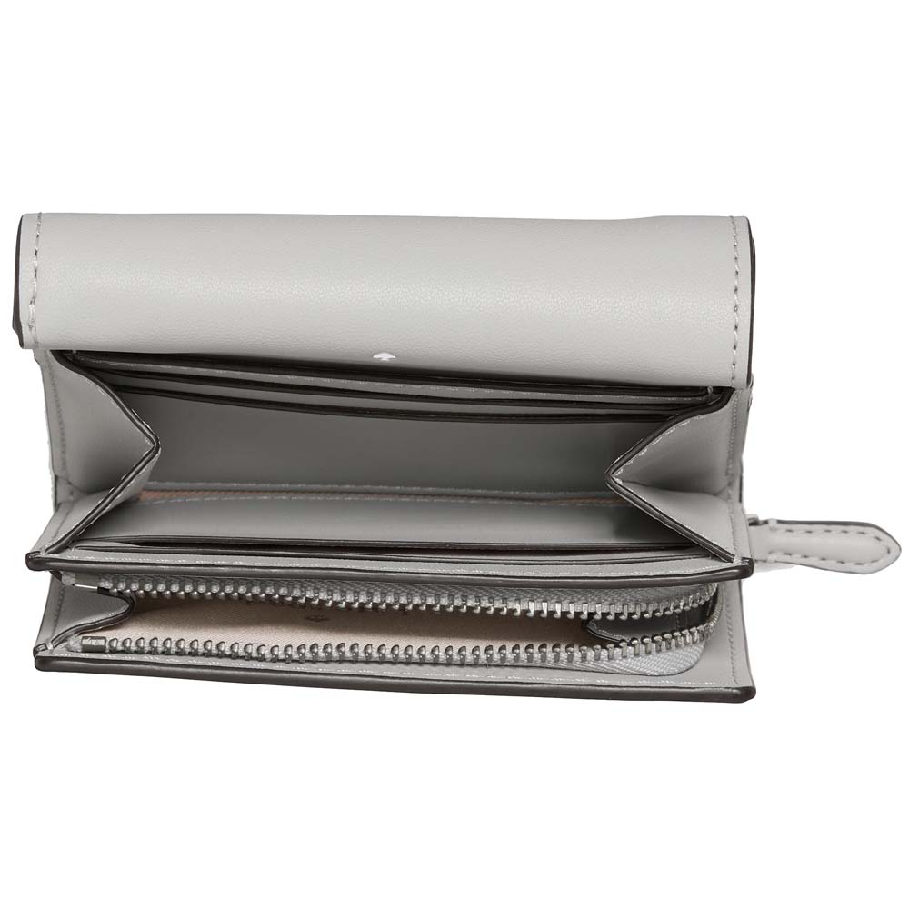 Kate Spade Bridget Mirror Metallic Small L-Zip Wallet Silver # KM555