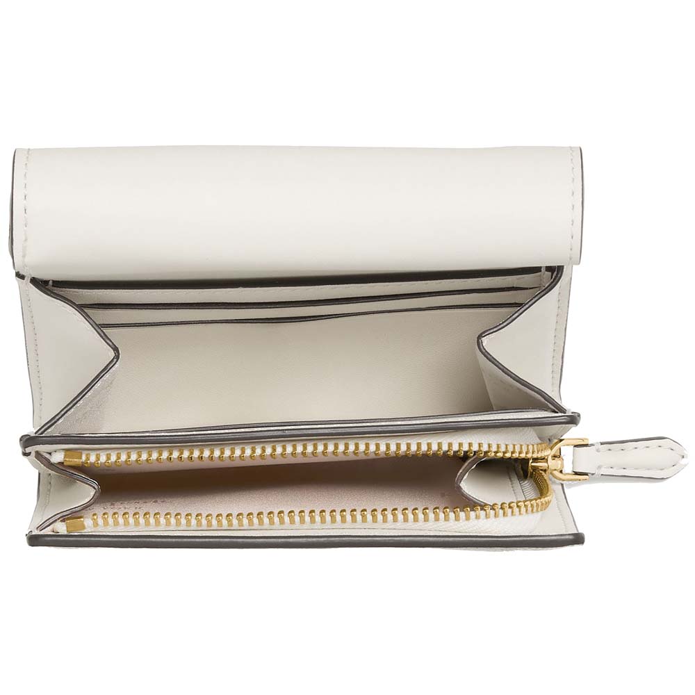 Kate Spade Bridget Crinkle Patent Small L-Zip Wallet Meringue # KM547