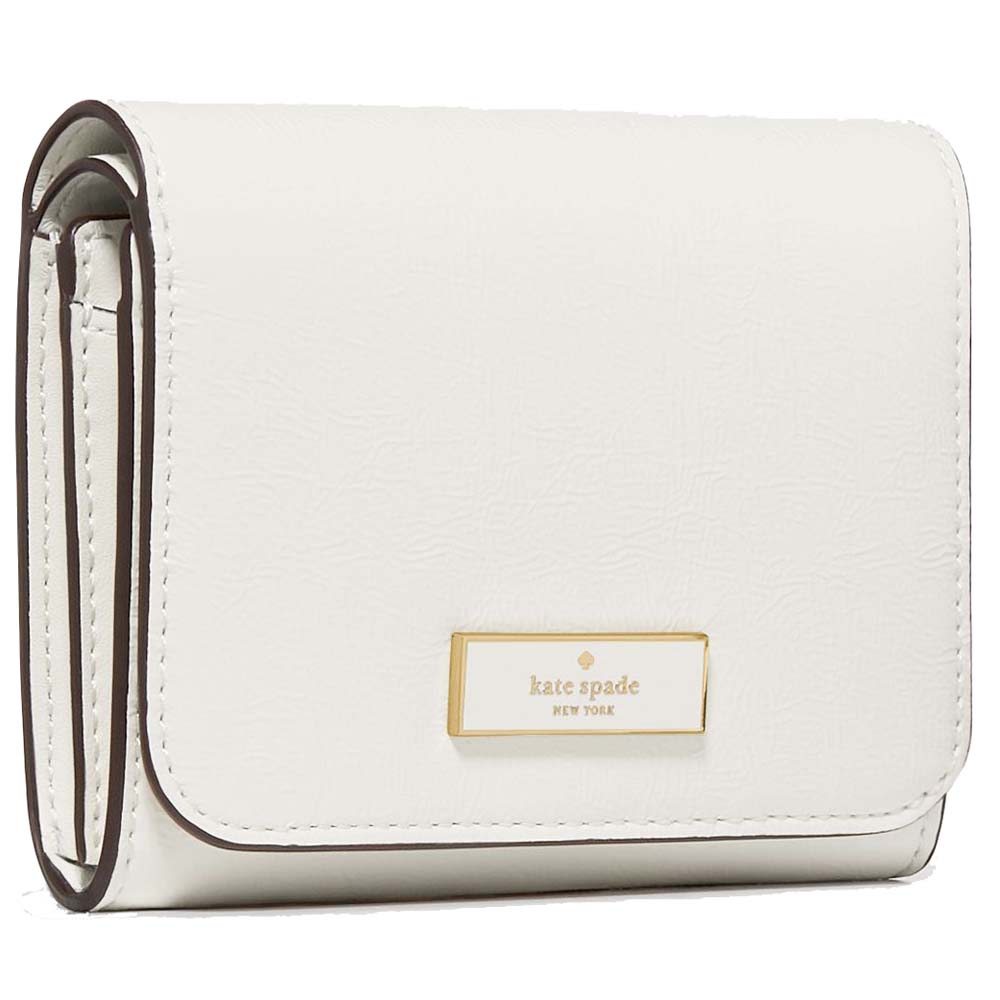 Kate Spade Bridget Crinkle Patent Small L-Zip Wallet Meringue # KM547