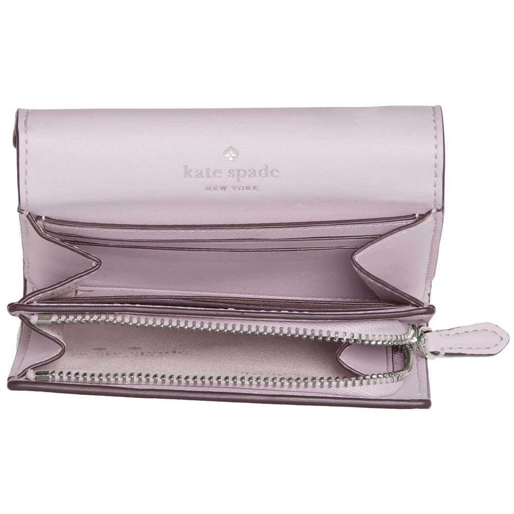 Kate Spade Bridget Crinkle Patent Small L-Zip Wallet Lilac Moonlight # KM547