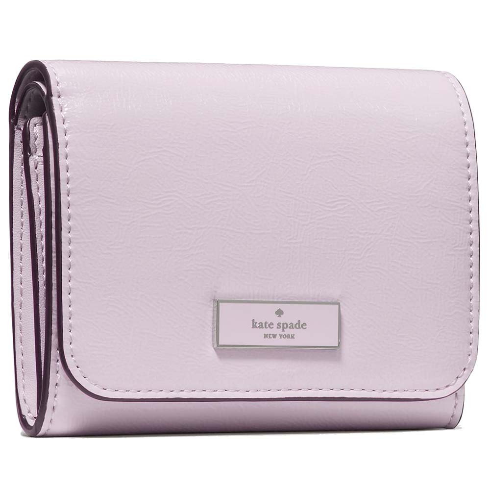 Kate Spade Bridget Crinkle Patent Small L-Zip Wallet Lilac Moonlight # KM547