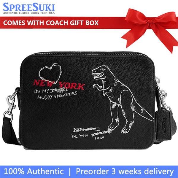 Coach Charter Crossbody Bag 24 With Sketch Print Black # CAK20