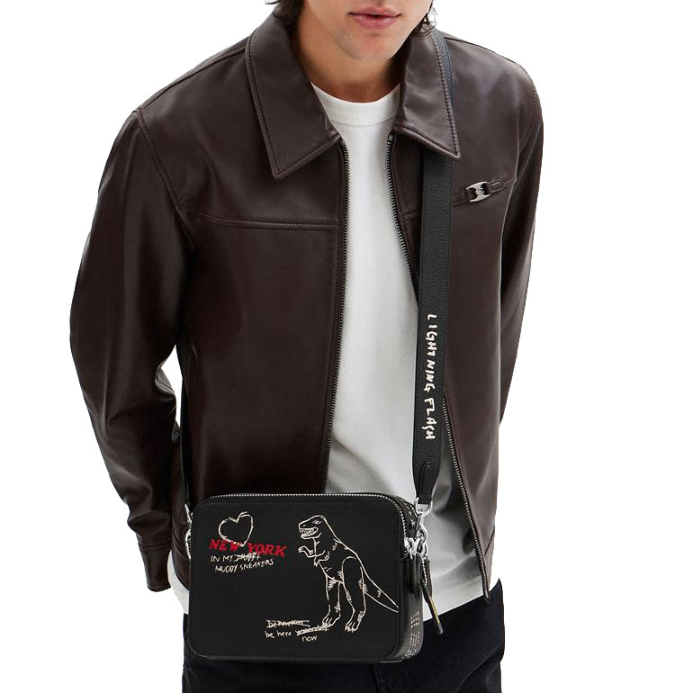 Coach Charter Crossbody Bag 24 With Sketch Print Black # CAK20