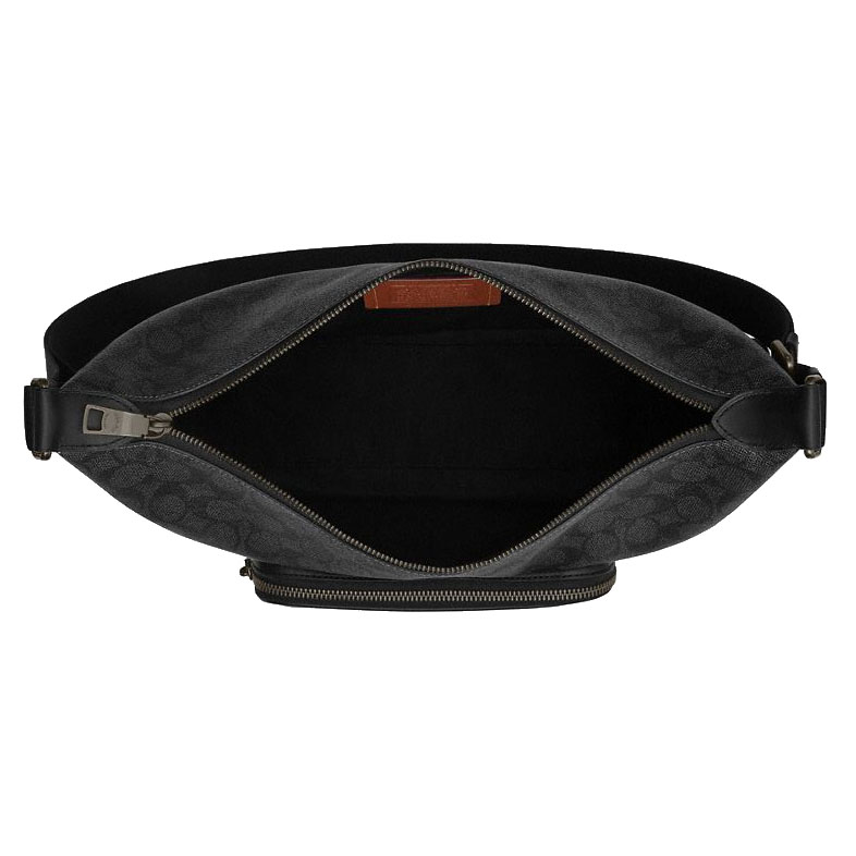 Coach Finn Crossbody Bag With Pockets In Signature Canvas Gunmetal Charcoal Black # CCG18