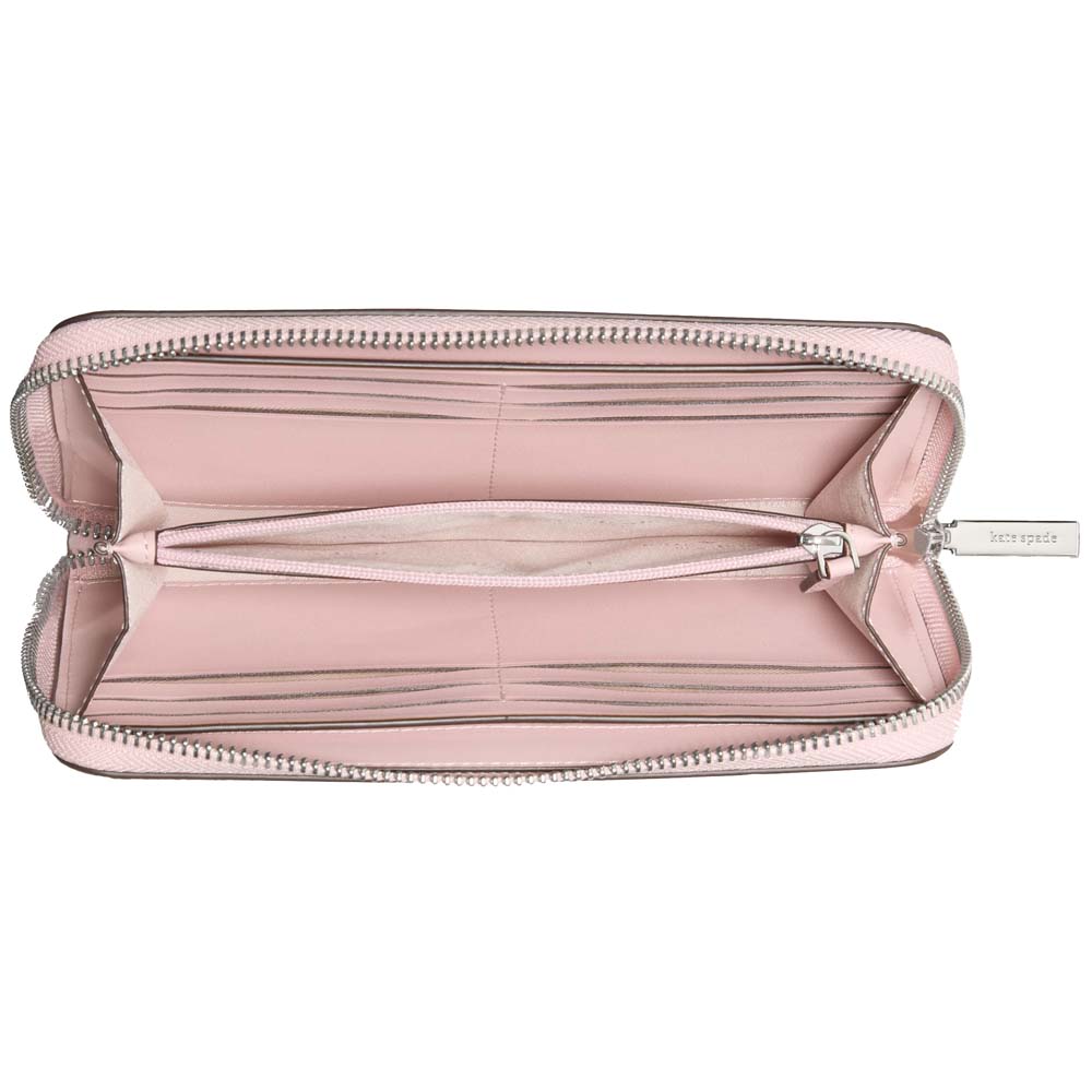 Kate Spade Long Wallet Lena Pebbled Leather Large Continental Wallet Zip Around Tutu Pink # KH786