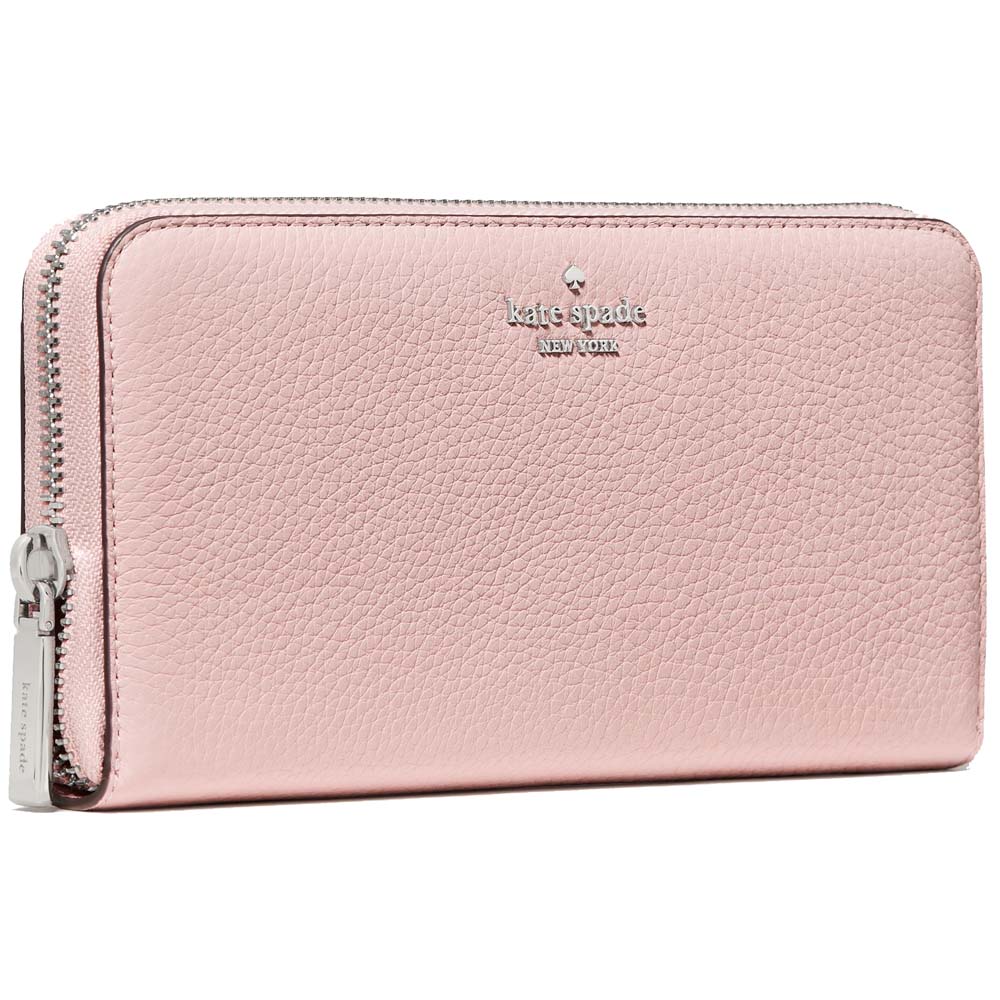 Kate Spade Long Wallet Lena Pebbled Leather Large Continental Wallet Zip Around Tutu Pink # KH786