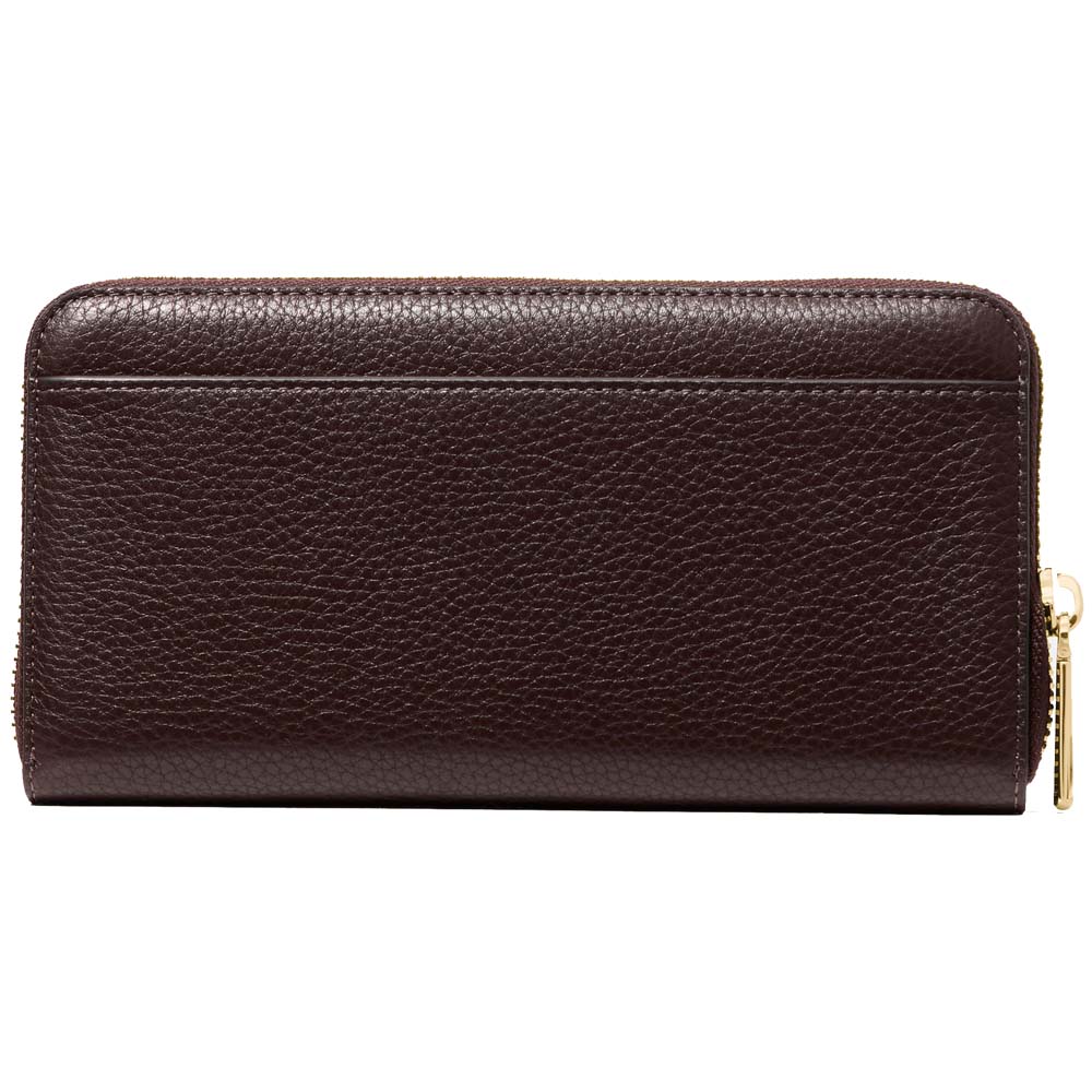 Kate Spade Long Wallet Lena Pebbled Leather Large Continental Wallet Zip Around Hot Fudge # KH786