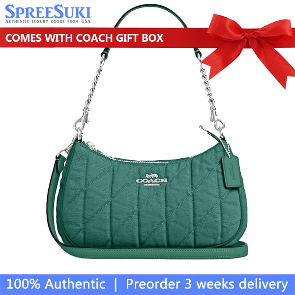 Coach Teri Shoulder Bag Silver Ivy Green # CBG86