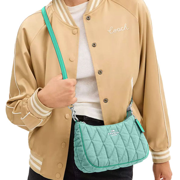 Coach Teri Shoulder Bag Silver Ivy Green # CBG86