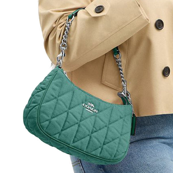 Coach Teri Shoulder Bag Silver Ivy Green # CBG86