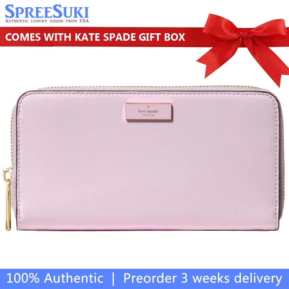 Kate Spade Bridget Crinkle Patent Large Continental Wallet Lilac Moonlight # KM549