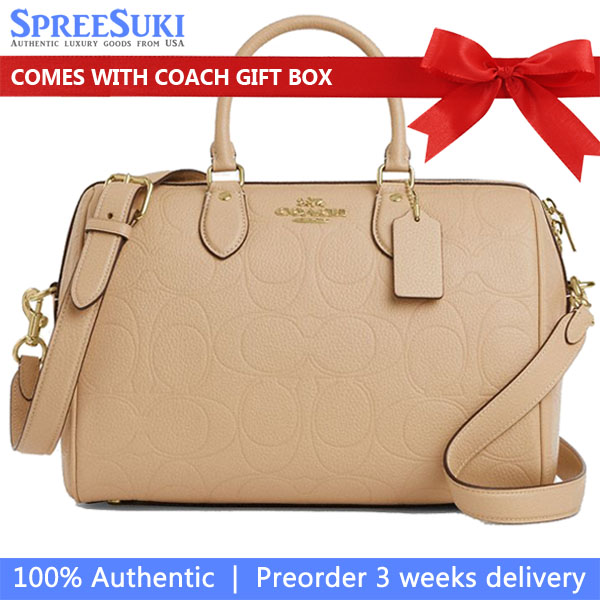 Coach Rowan Large Satchel Bag In Signature Leather Oat # CCD53