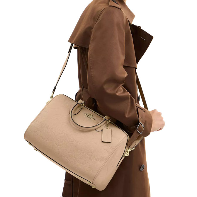 Coach Rowan Large Satchel Bag In Signature Leather Oat # CCD53