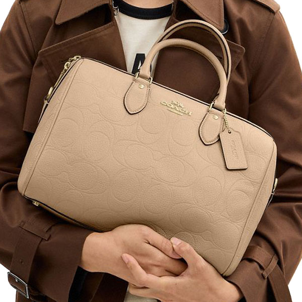 Coach Rowan Large Satchel Bag In Signature Leather Oat # CCD53
