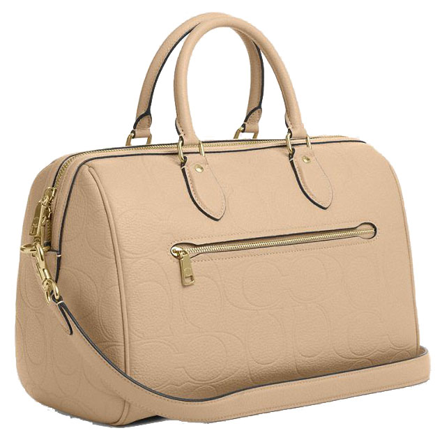 Coach Rowan Large Satchel Bag In Signature Leather Oat # CCD53