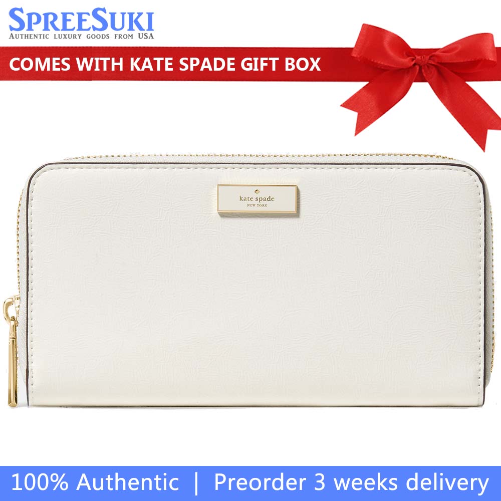 Kate Spade Bridget Crinkle Patent Large Continental Wallet Meringue # KM549