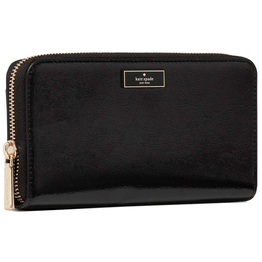 Kate Spade Bridget Crinkle Patent Large Continental Wallet Black # KM549