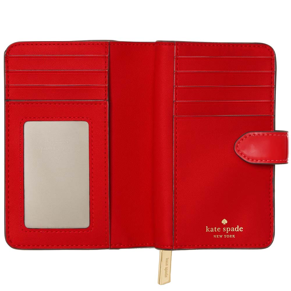 Kate Spade Bridget Patent Medium Compact Bifold Wallet Ks Bright Red # KN255