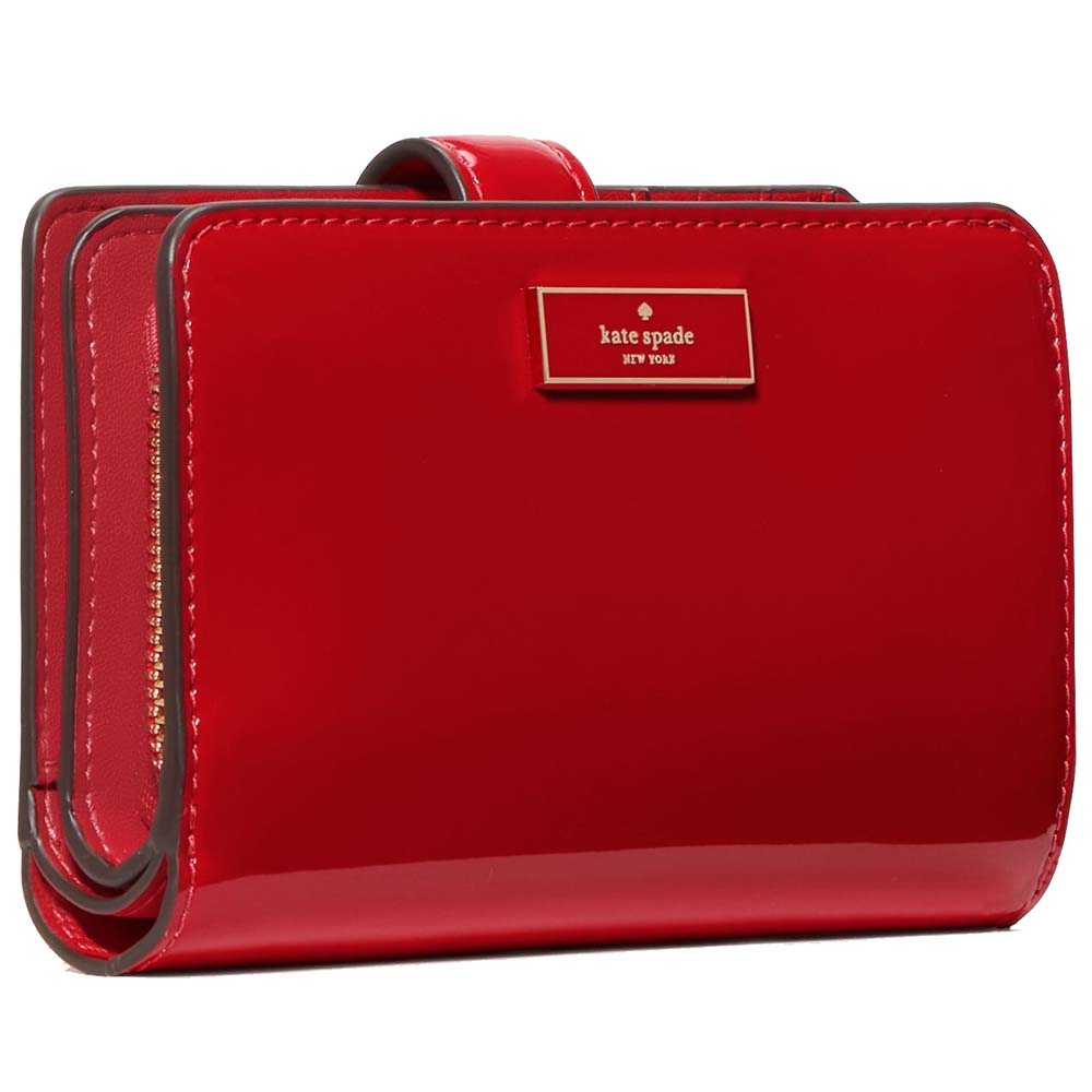 Kate Spade Bridget Patent Medium Compact Bifold Wallet Ks Bright Red # KN255