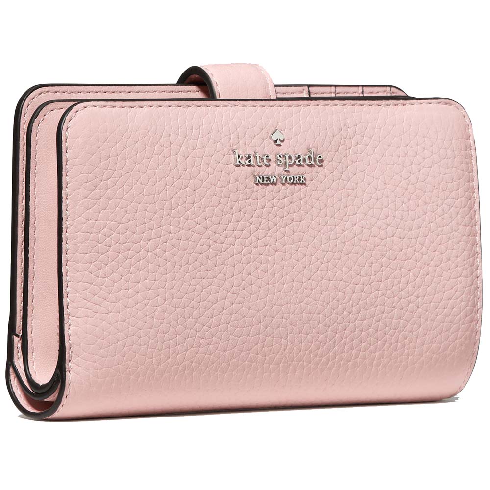 Kate Spade Medium Wallet Lena Pebbled Leather Medium Compact Bifold Wallet Tutu Pink # KH787