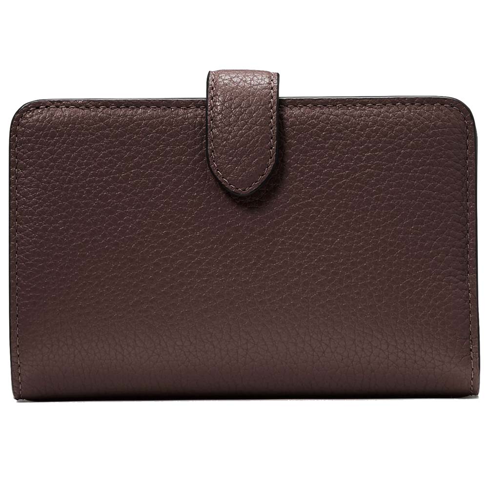 Kate Spade Medium Wallet Lena Pebbled Leather Medium Compact Bifold Wallet Hot Fudge # KH787