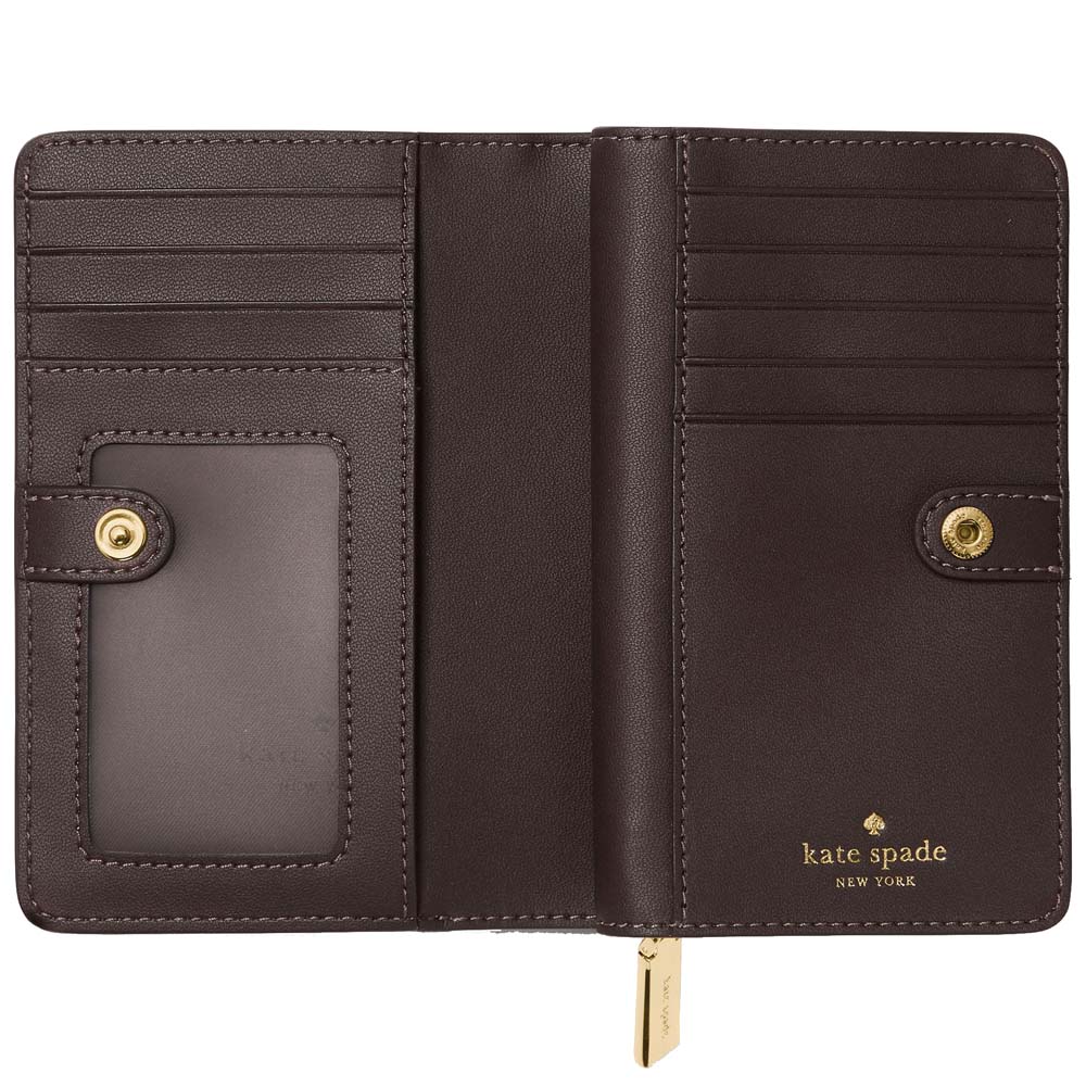 Kate Spade Madison Croc Embossed Medium Bifold Wallet Hot Fudge # KN223