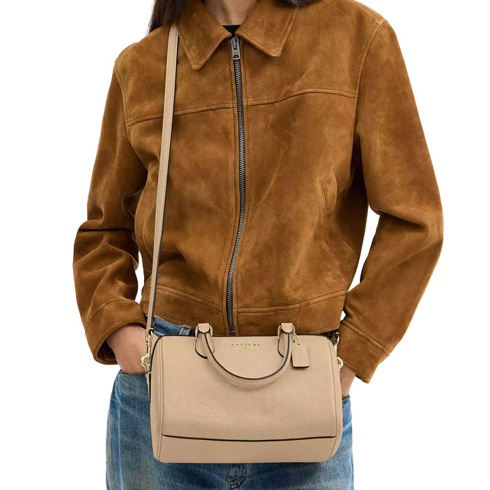 Coach Rowan Satchel Bag In Signature Leather Oat # CCD50