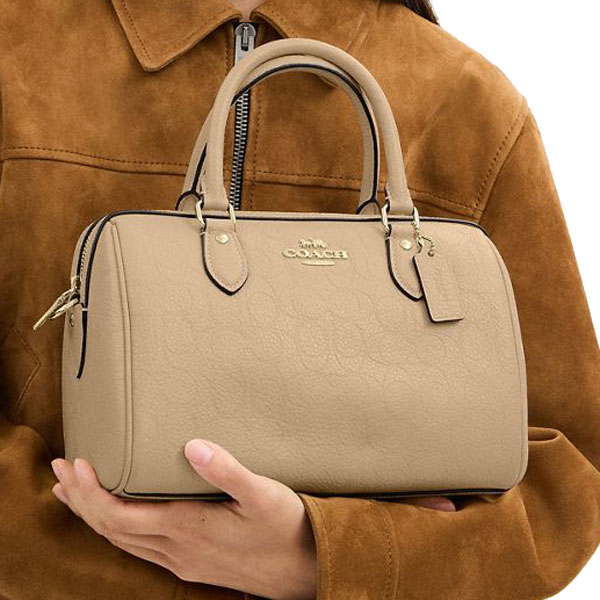 Coach Rowan Satchel Bag In Signature Leather Oat # CCD50