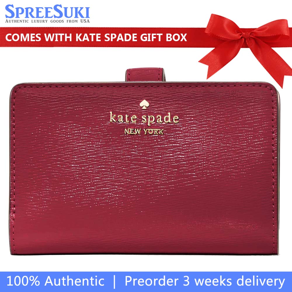 Kate Spade Madison Medium Bifold Wallet Red Jam # KN227