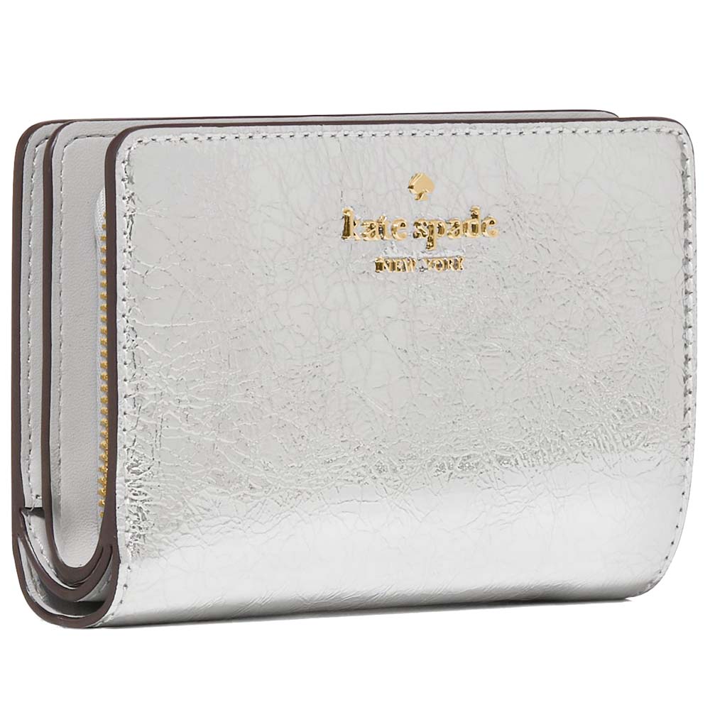 Kate Spade Madison Metallic Medium Bifold Wallet Silver # KN221