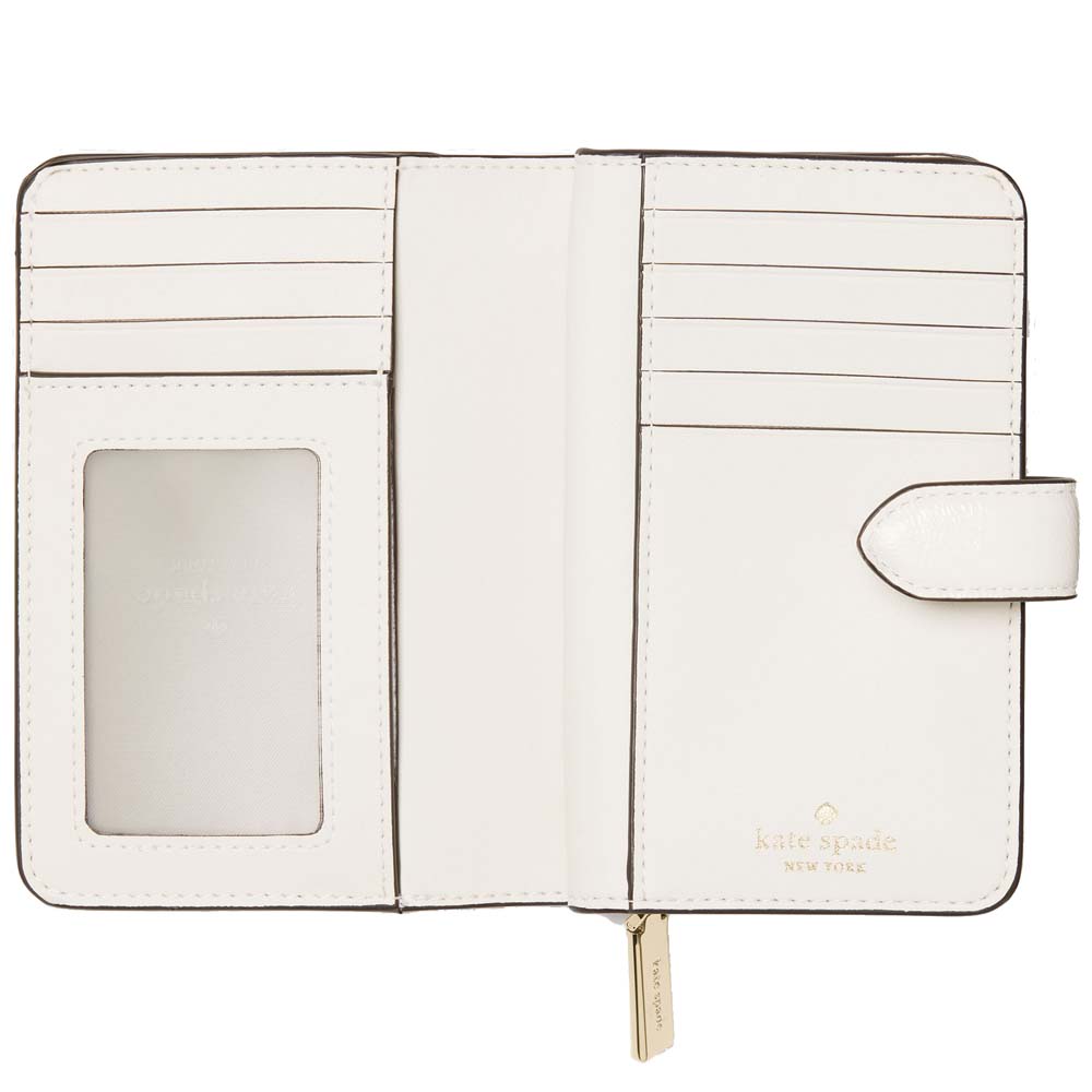 Kate Spade Bridget Crinkle Patent Medium Compact Bifold Wallet Meringue # KM551