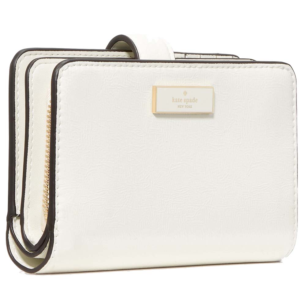 Kate Spade Bridget Crinkle Patent Medium Compact Bifold Wallet Meringue # KM551