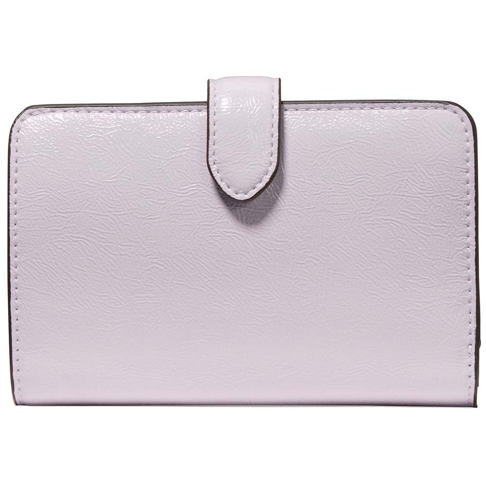 Kate Spade Bridget Crinkle Patent Medium Compact Bifold Wallet Lilac Moonlight # KM551