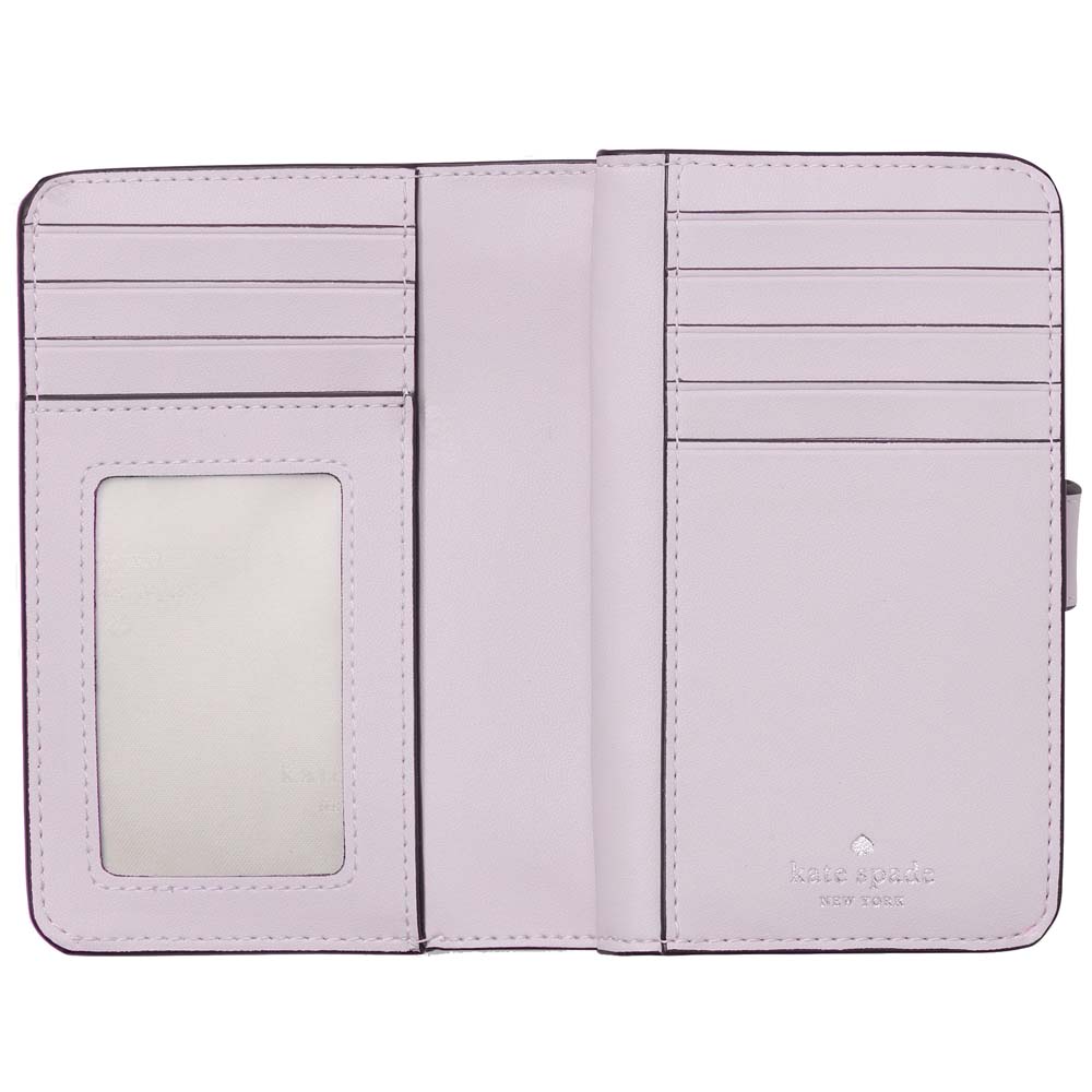 Kate Spade Bridget Crinkle Patent Medium Compact Bifold Wallet Lilac Moonlight # KM551