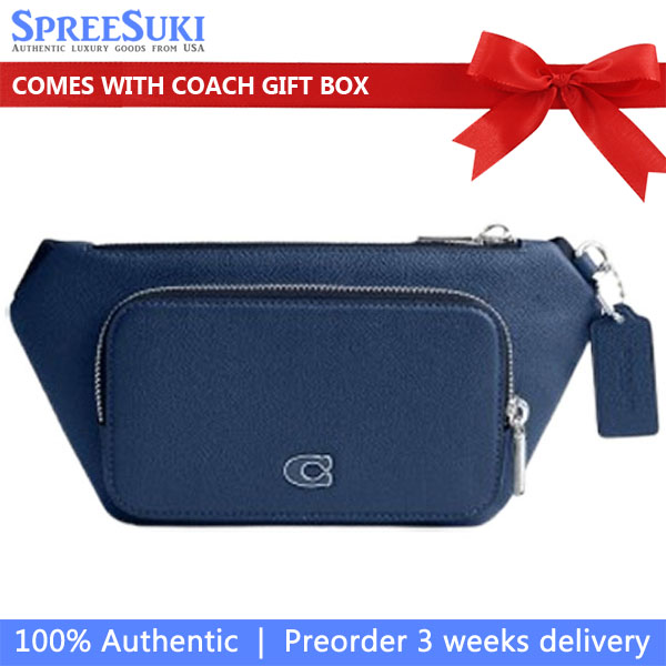Coach Belt Bag With Signature Canvas Interior Detail Deep Blue # CM334