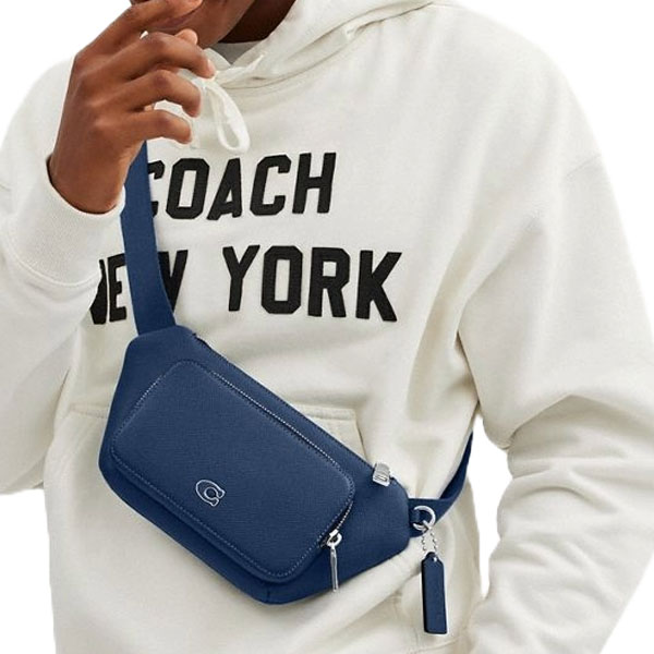 Coach Belt Bag With Signature Canvas Interior Detail Deep Blue # CM334