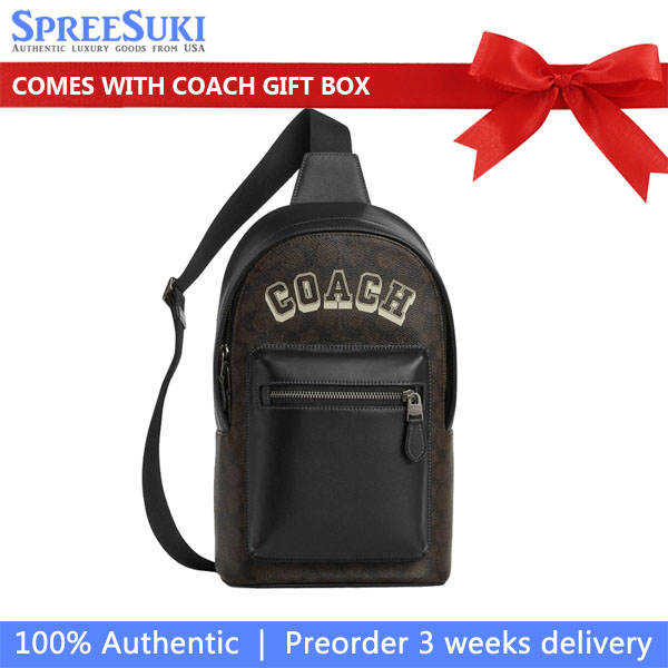 Coach West Pack In Signature Canvas With Varsity Graphic Walnut Multi # CCF64
