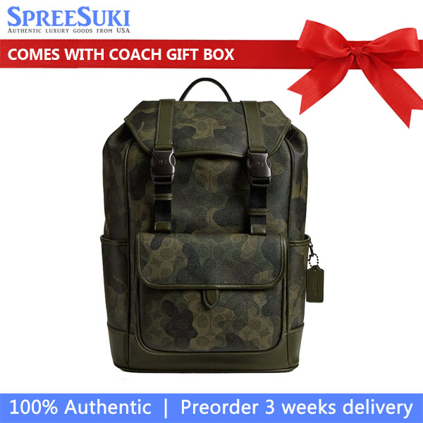 Coach League Flap Backpack In Signature Camo Print Signature Camo # CAF98