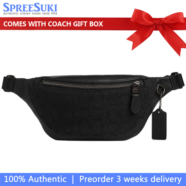 Coach Warren Mini Belt Bag In Signature Jacquard Black Copper Black # CT871