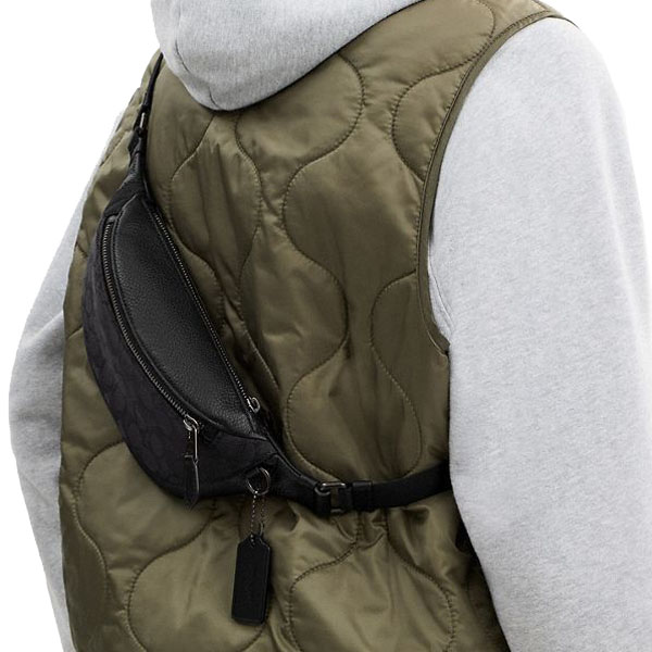 Coach Warren Mini Belt Bag In Signature Jacquard Black Copper Black # CT871