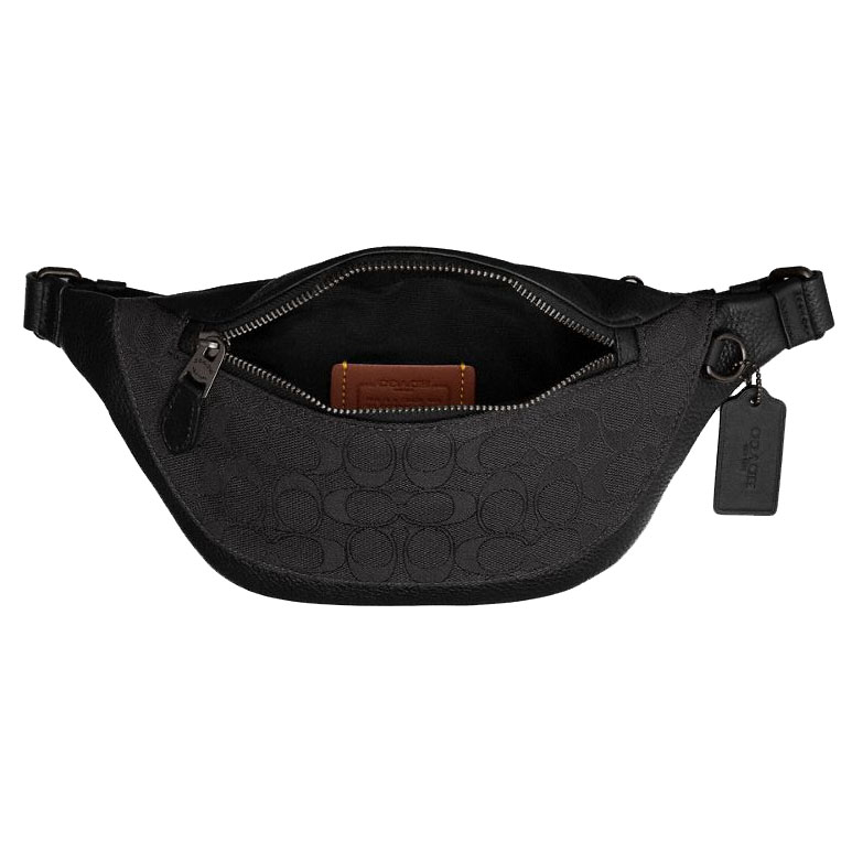 Coach Warren Mini Belt Bag In Signature Jacquard Black Copper Black # CT871